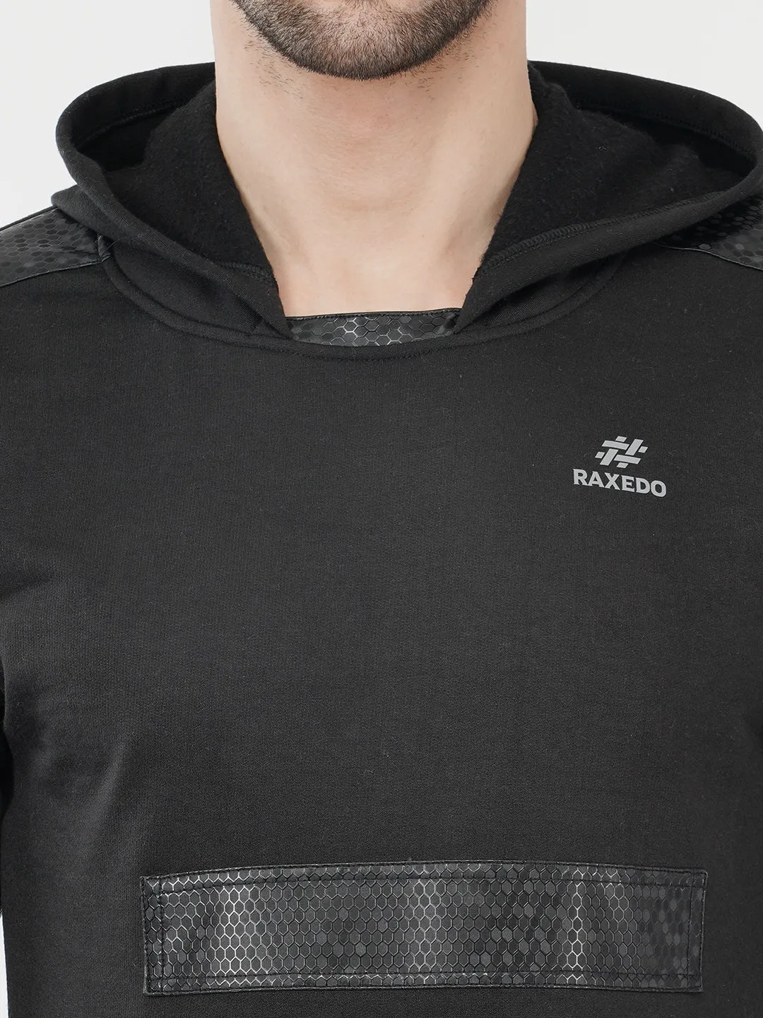 gym hoodies for men with Leather Patch