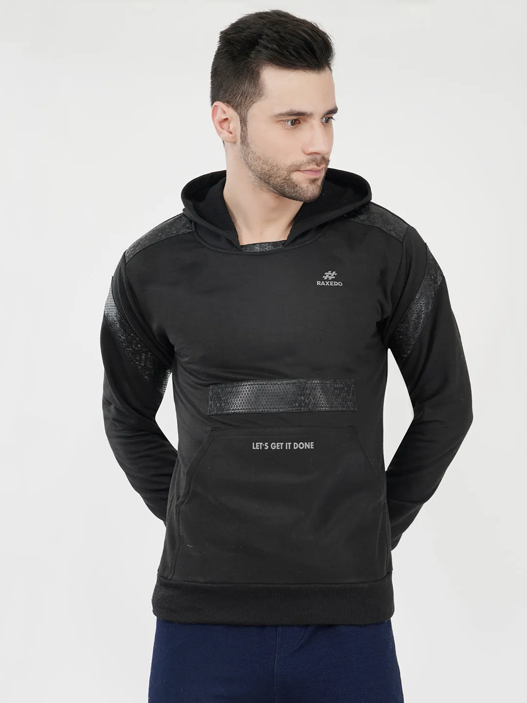 gym hoodies for men with Leather Patch