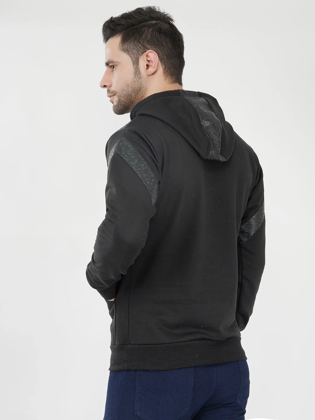 gym hoodies for men with Leather Patch