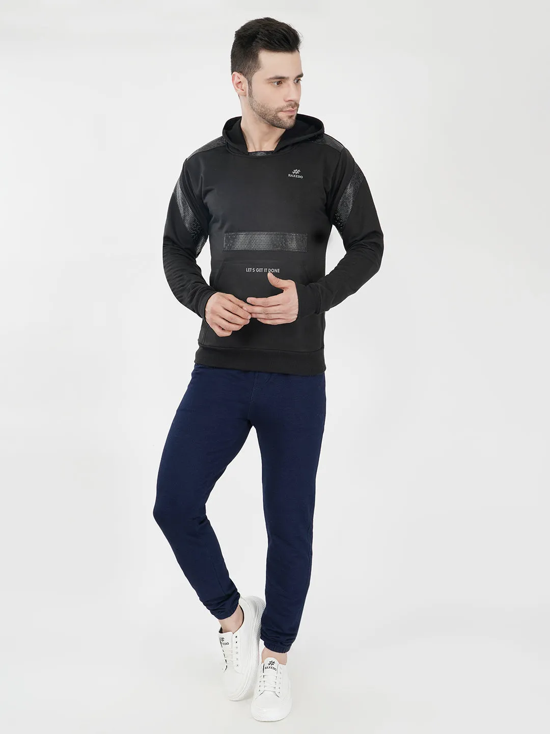 gym hoodies for men with Leather Patch