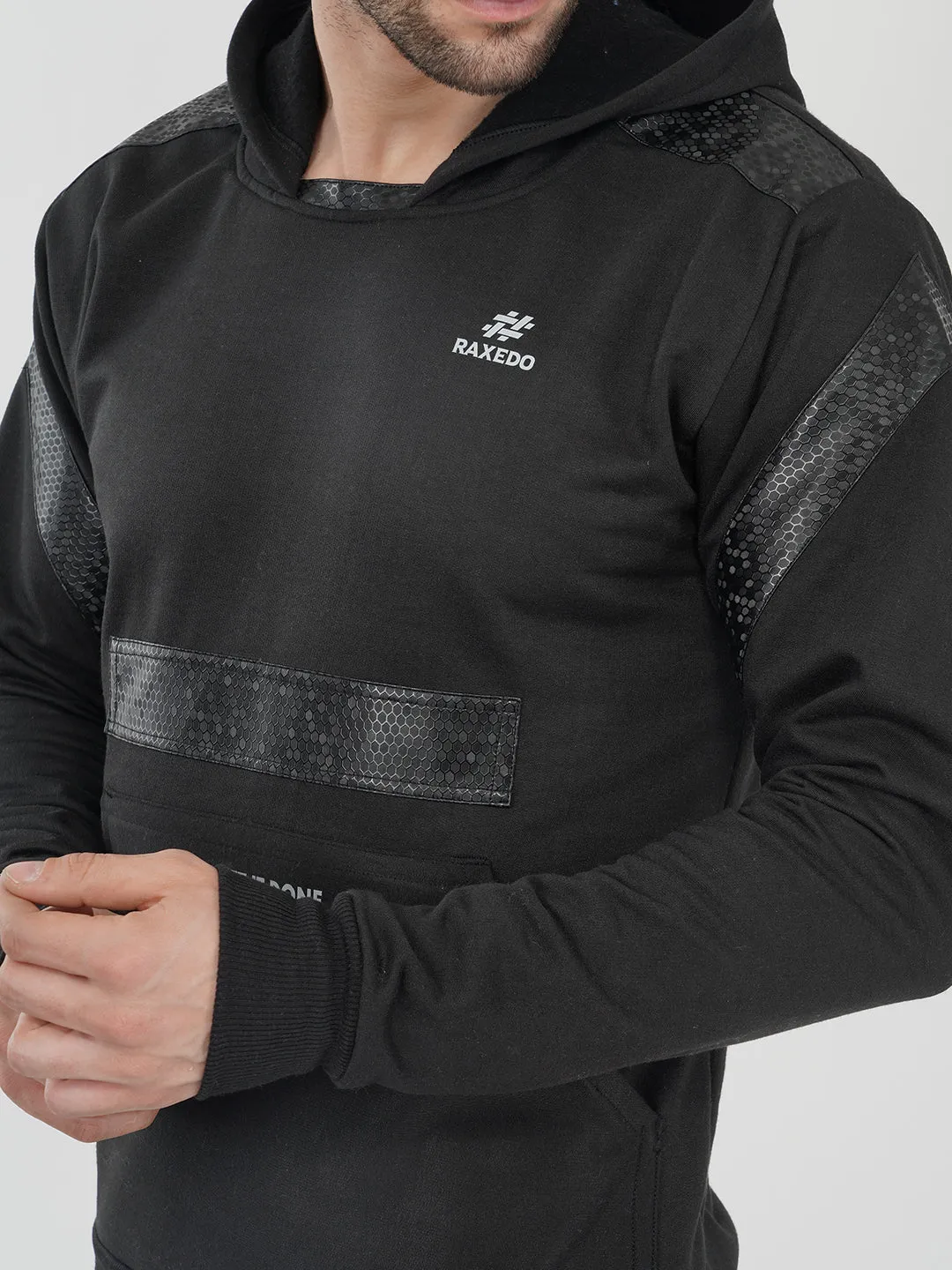 gym hoodies for men with Leather Patch