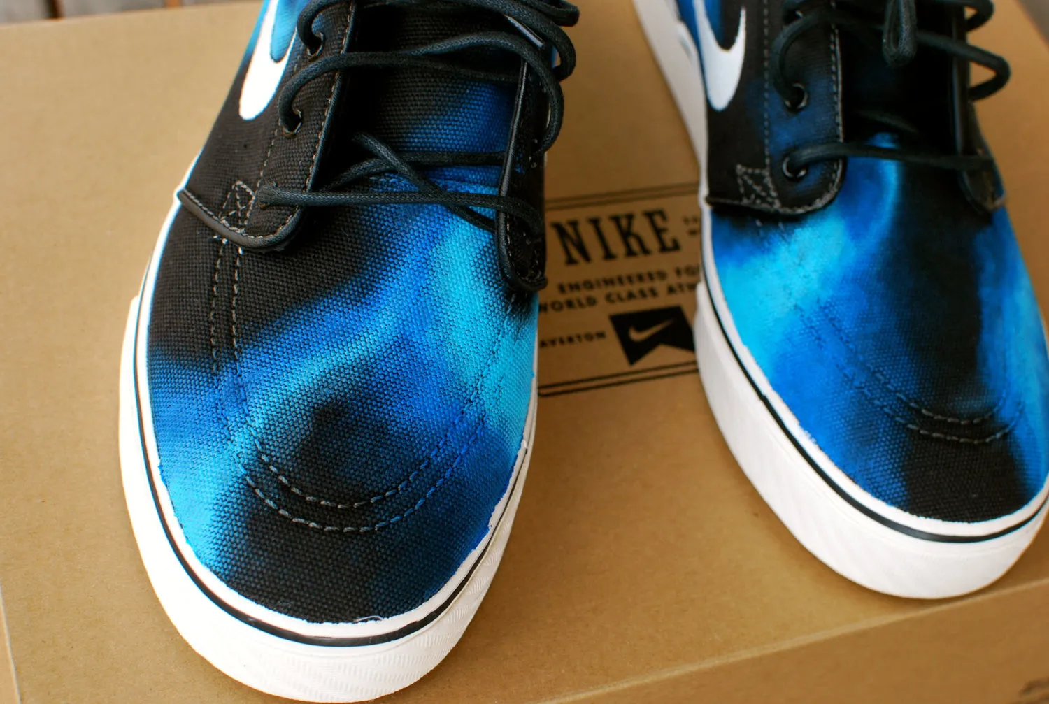 Hand painted Blue Smoke Nike Stefan Janoski Skate Shoes