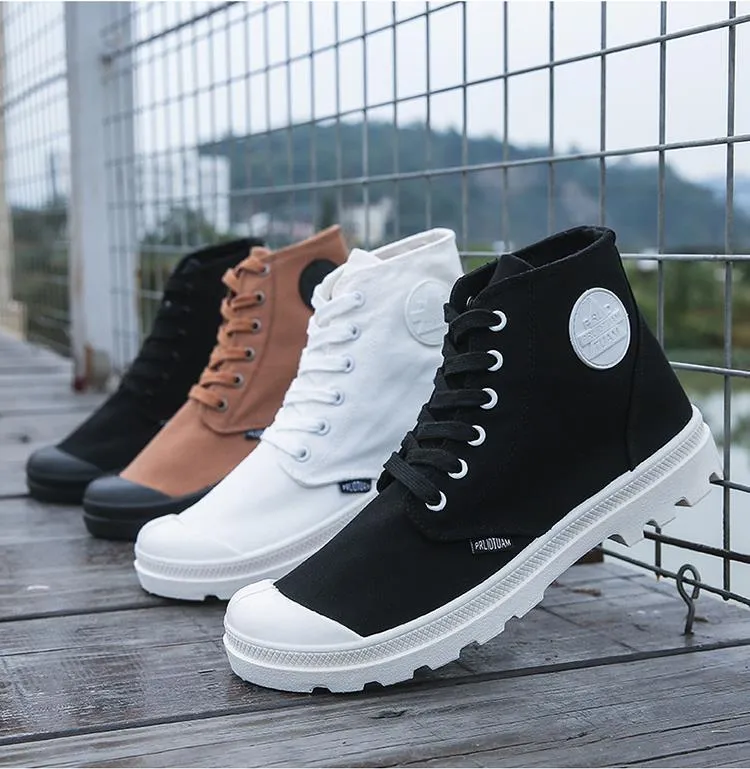 High Top Men Ladies Boots Lace Up Canvas Shoes Ankle Motorcycle Sneakers Military Desert Boots