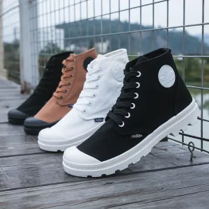 High Top Men Ladies Boots Lace Up Canvas Shoes Ankle Motorcycle Sneakers Military Desert Boots