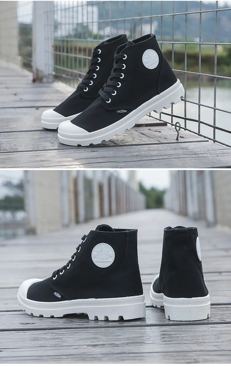 High Top Men Ladies Boots Lace Up Canvas Shoes Ankle Motorcycle Sneakers Military Desert Boots