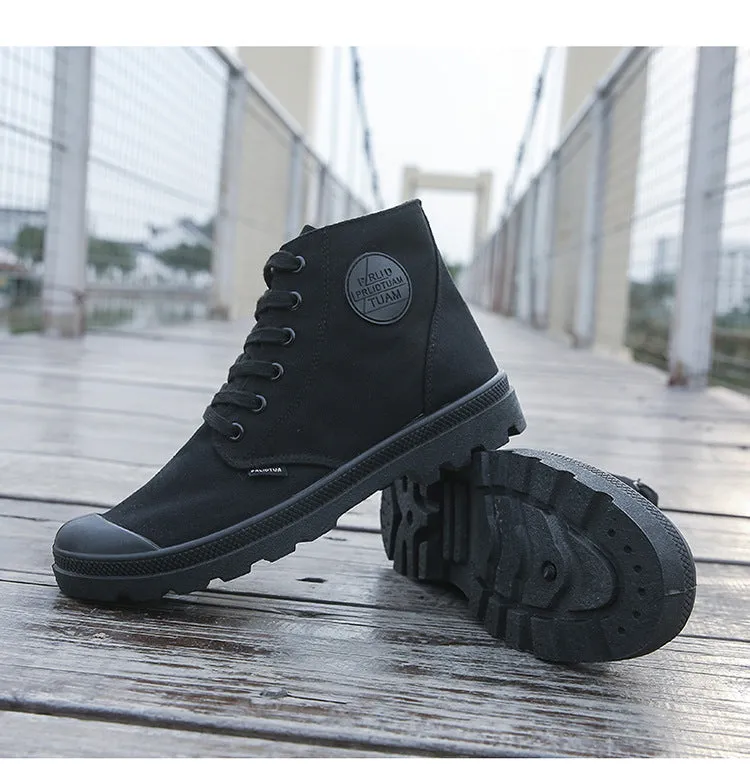 High Top Men Ladies Boots Lace Up Canvas Shoes Ankle Motorcycle Sneakers Military Desert Boots