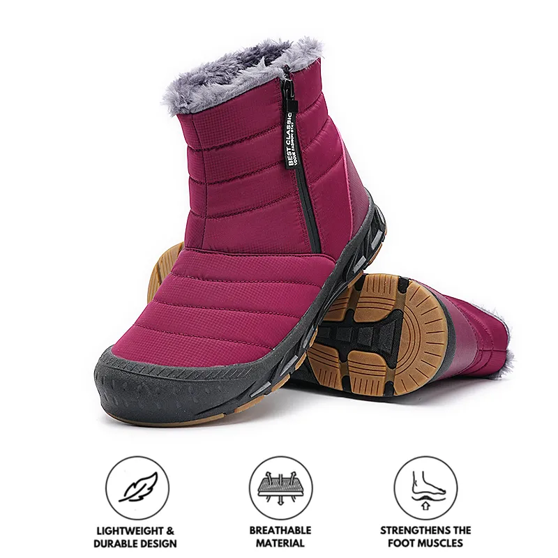 High Top Side Zip Snow Boots Outdoor Sports Leisure Walking Hiking Non-slip & Waterproof Winter Barefoot Shoe (Unisex)