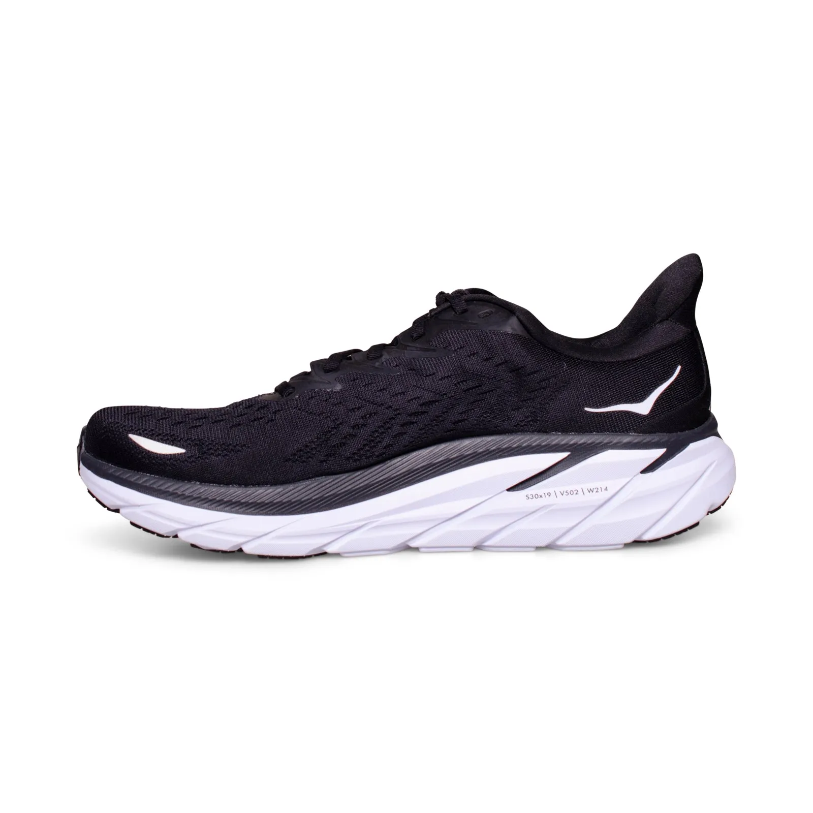 Hoka One One Clifton 8 Black / White Running Shoes - Men's