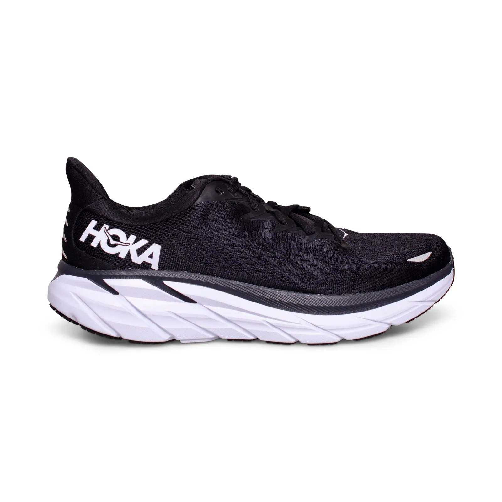 Hoka One One Clifton 8 Black / White Running Shoes - Men's