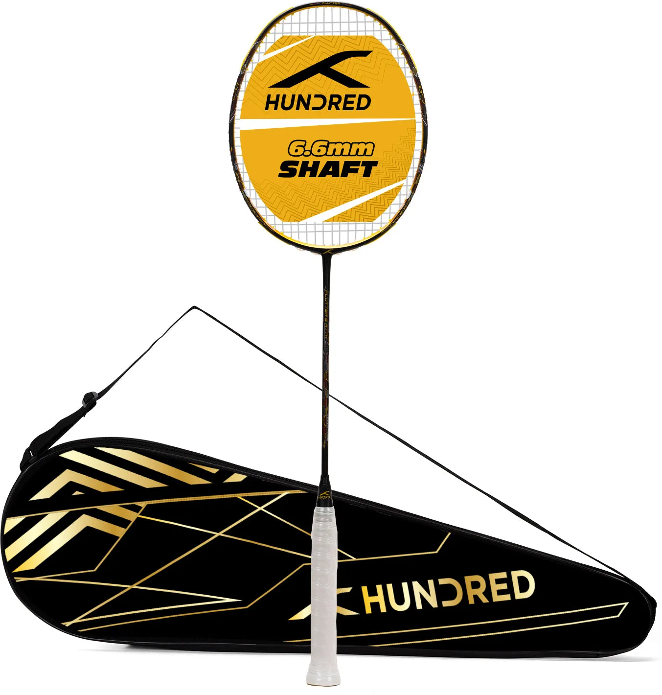 Hundred Flutter S Attk Superior Smash Performance Strung Badminton Racquet (Black / Gold)