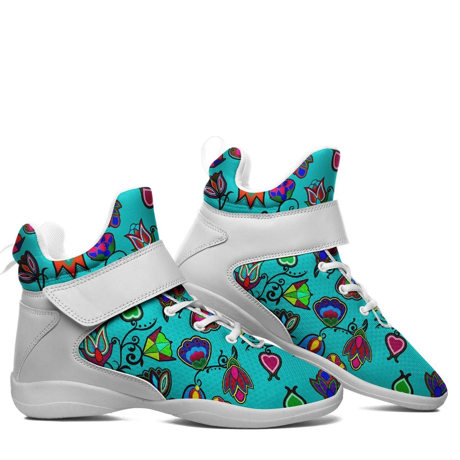 Indigenous Paisley Sky Ipottaa Basketball / Sport High Top Shoes - White Sole