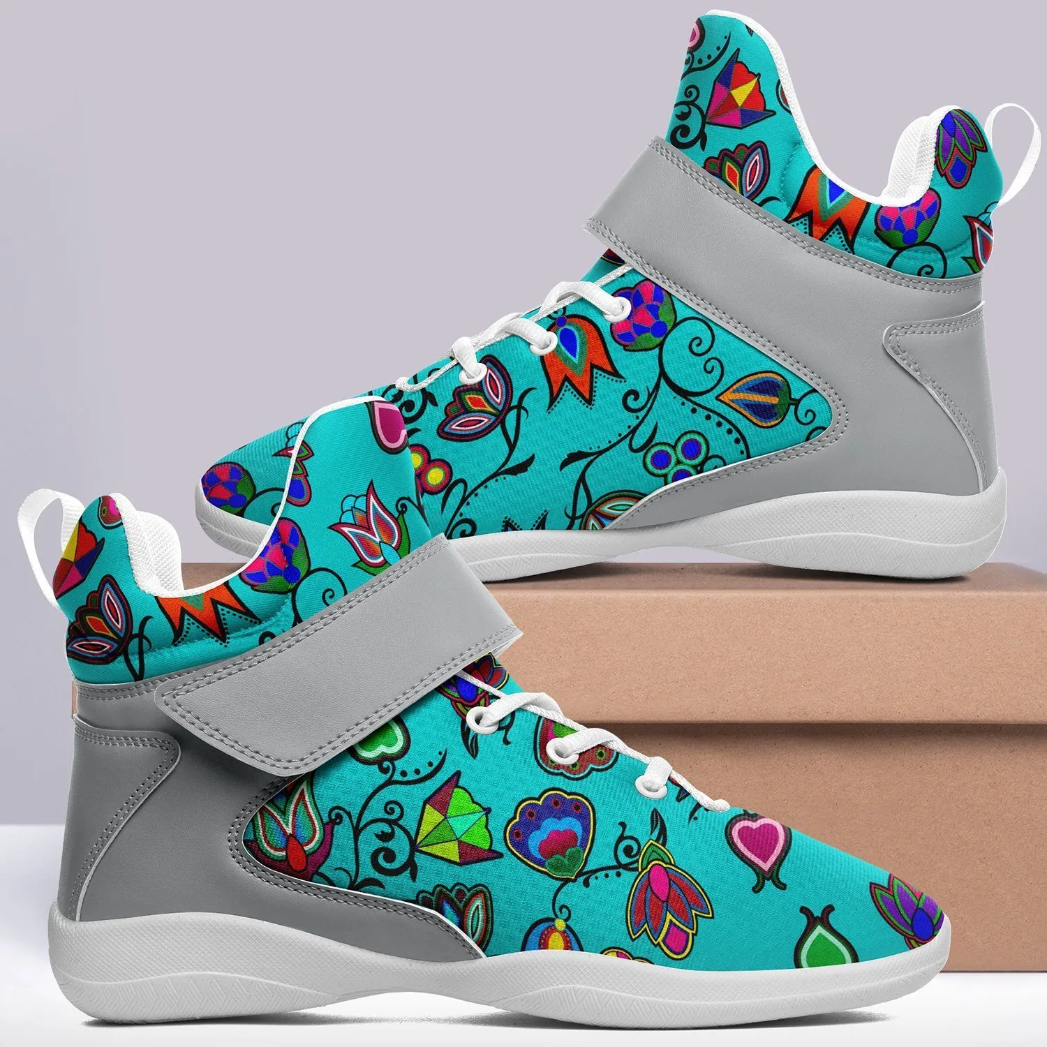 Indigenous Paisley Sky Ipottaa Basketball / Sport High Top Shoes - White Sole