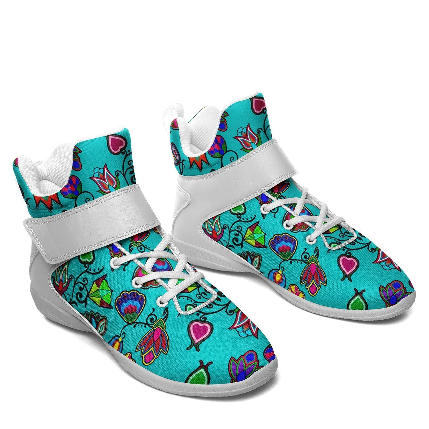 Indigenous Paisley Sky Ipottaa Basketball / Sport High Top Shoes - White Sole