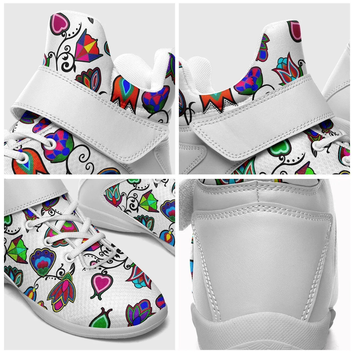 Indigenous Paisley White Ipottaa Basketball / Sport High Top Shoes - White Sole