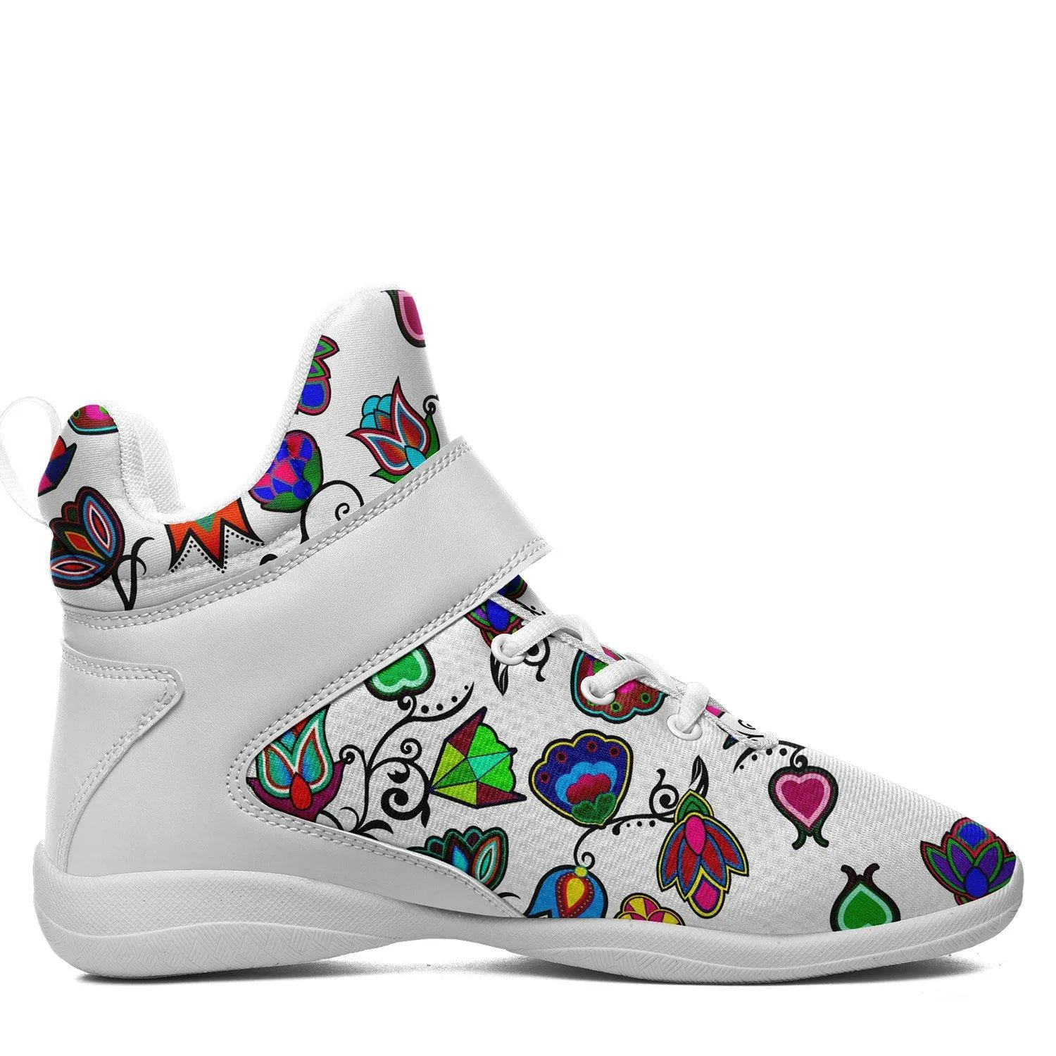 Indigenous Paisley White Ipottaa Basketball / Sport High Top Shoes - White Sole