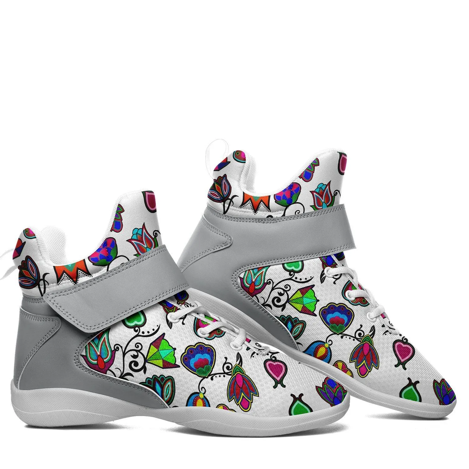 Indigenous Paisley White Ipottaa Basketball / Sport High Top Shoes - White Sole