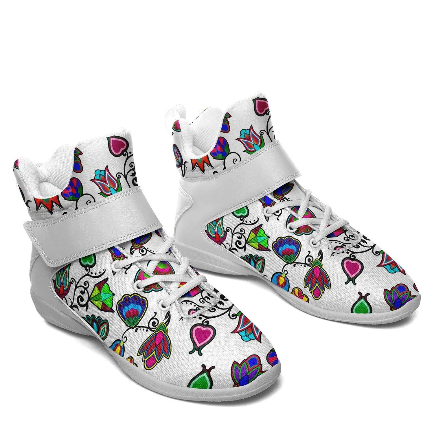 Indigenous Paisley White Ipottaa Basketball / Sport High Top Shoes - White Sole