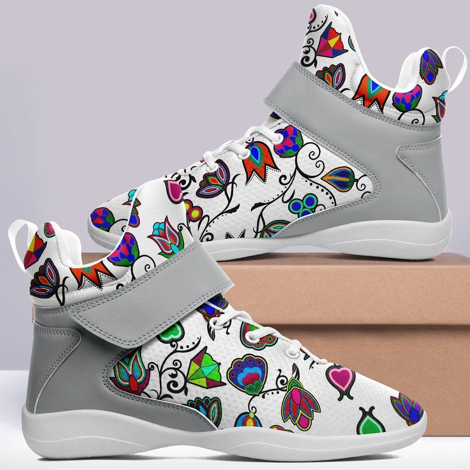 Indigenous Paisley White Ipottaa Basketball / Sport High Top Shoes - White Sole