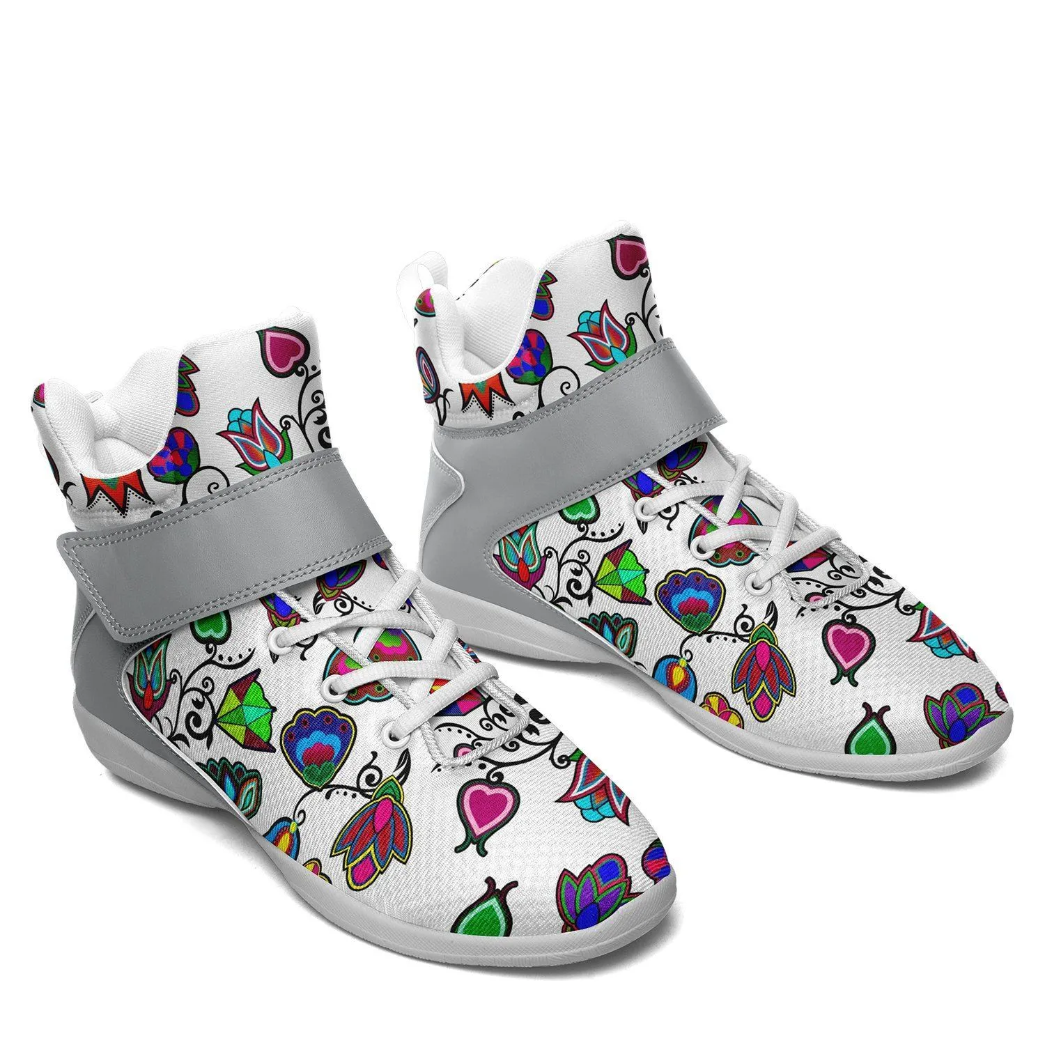 Indigenous Paisley White Ipottaa Basketball / Sport High Top Shoes - White Sole