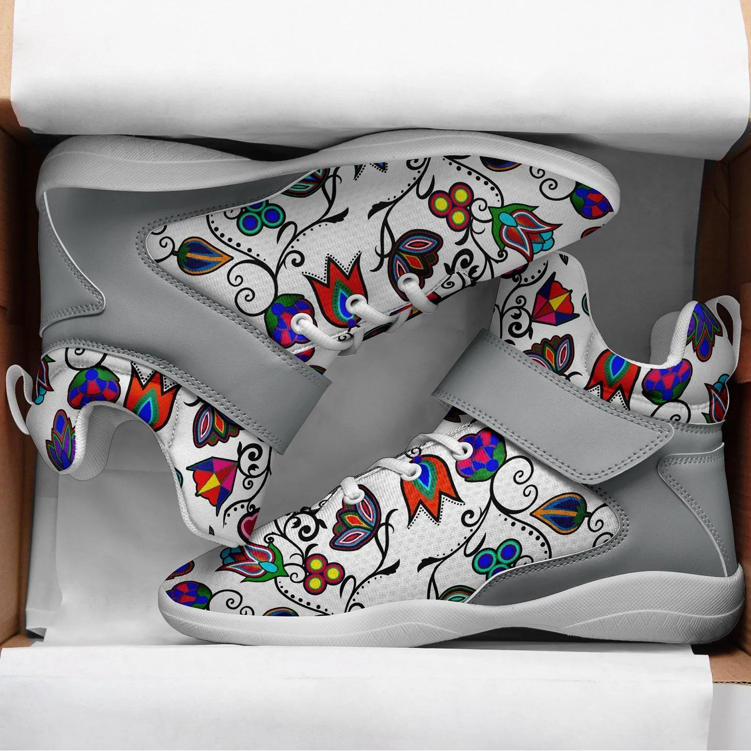 Indigenous Paisley White Ipottaa Basketball / Sport High Top Shoes - White Sole