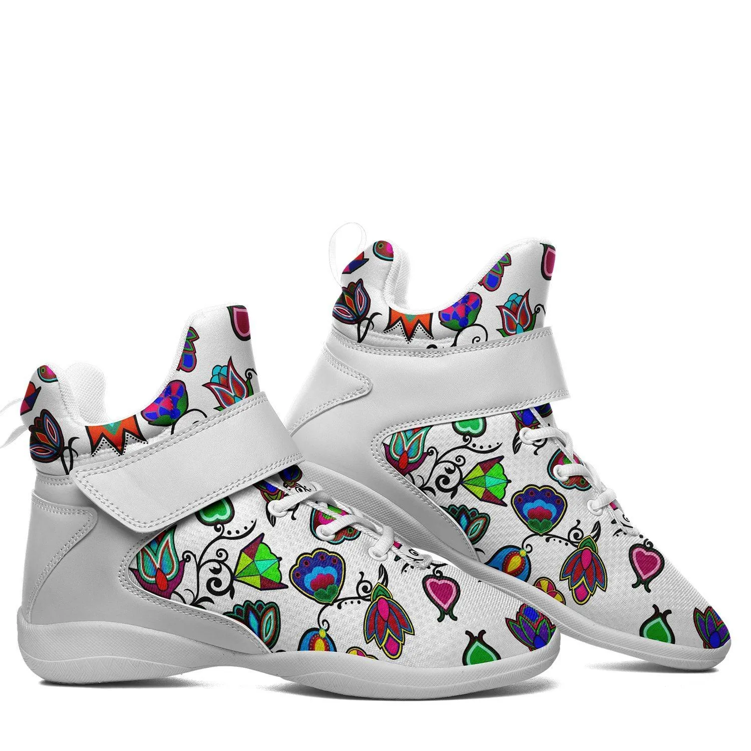 Indigenous Paisley White Ipottaa Basketball / Sport High Top Shoes - White Sole