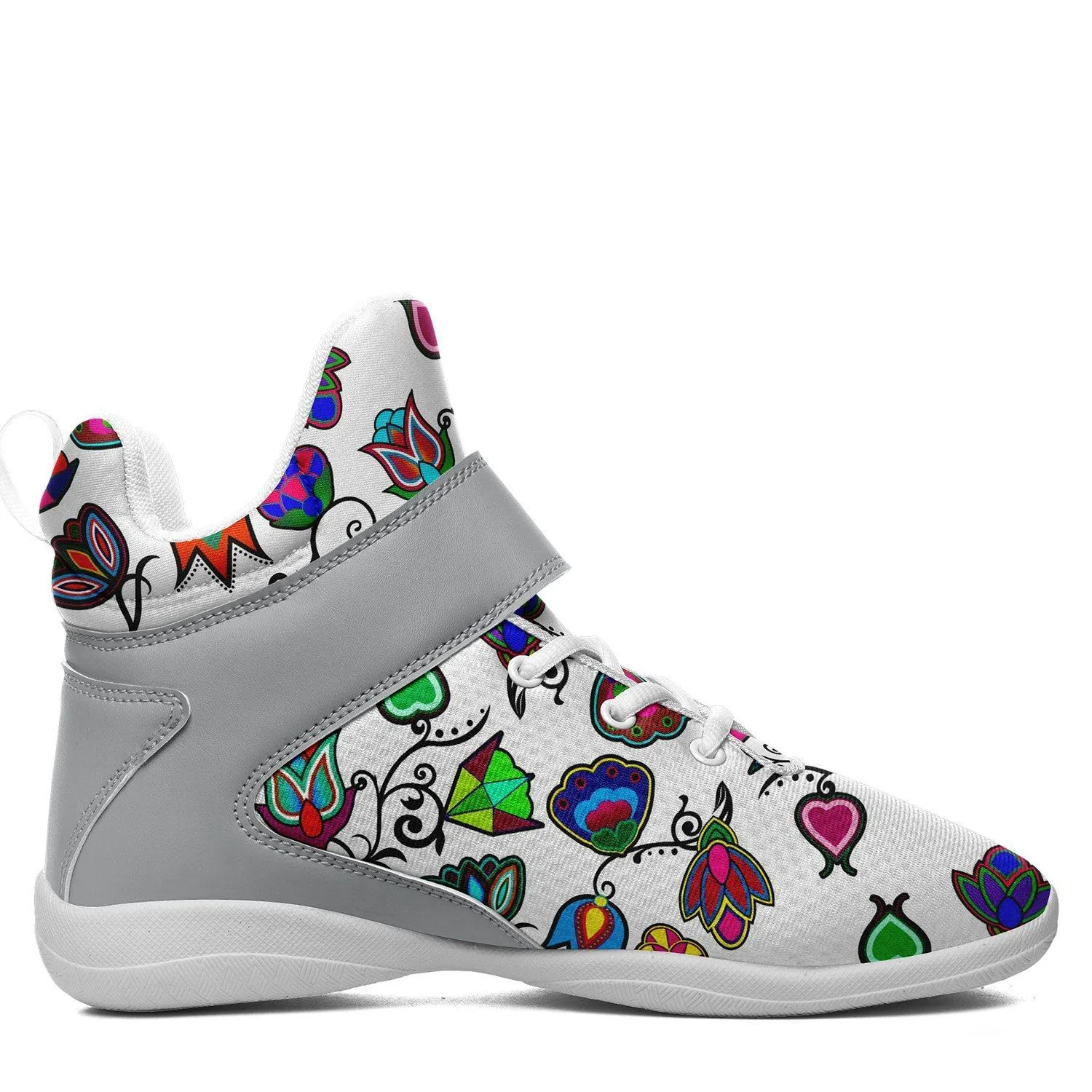 Indigenous Paisley White Ipottaa Basketball / Sport High Top Shoes - White Sole