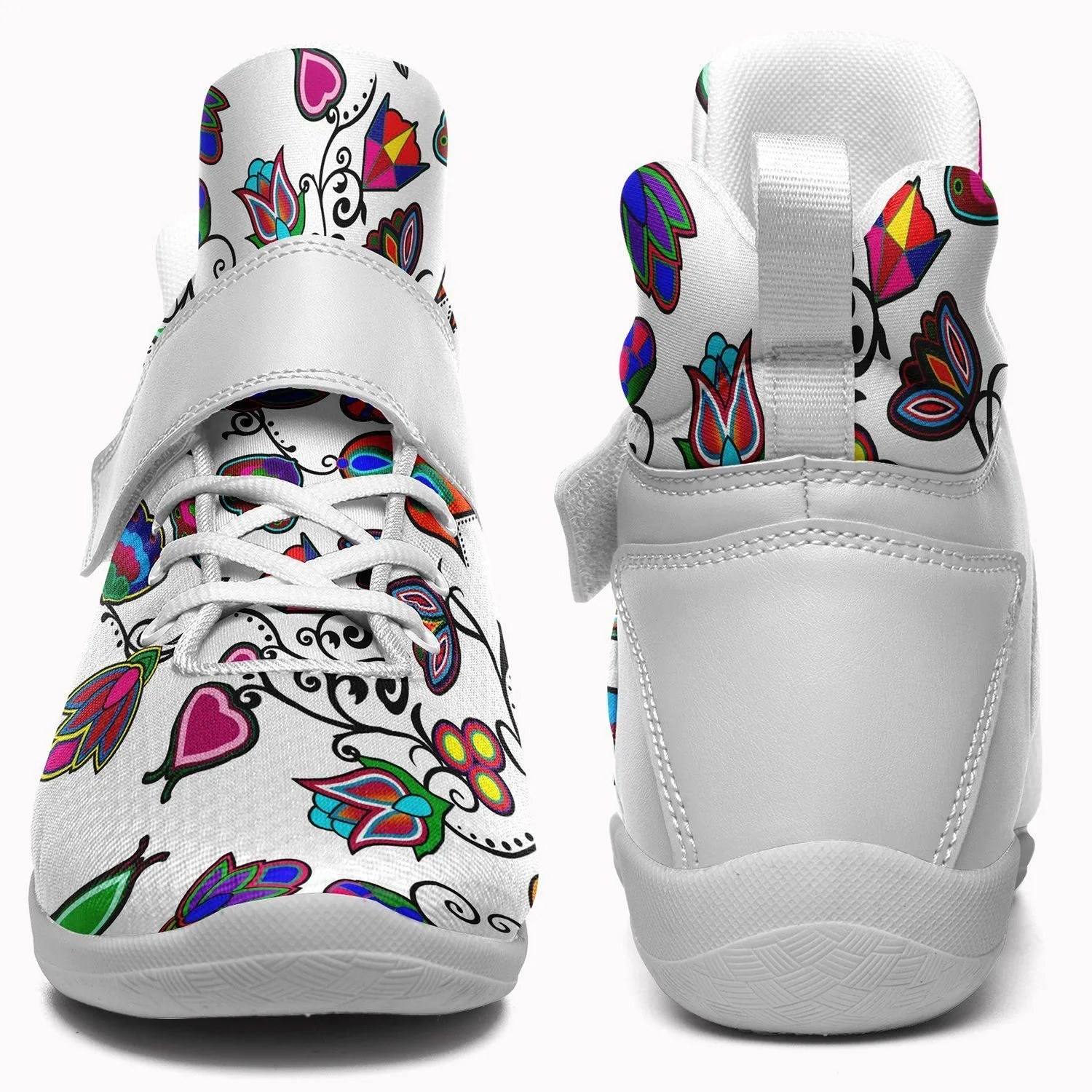 Indigenous Paisley White Ipottaa Basketball / Sport High Top Shoes - White Sole