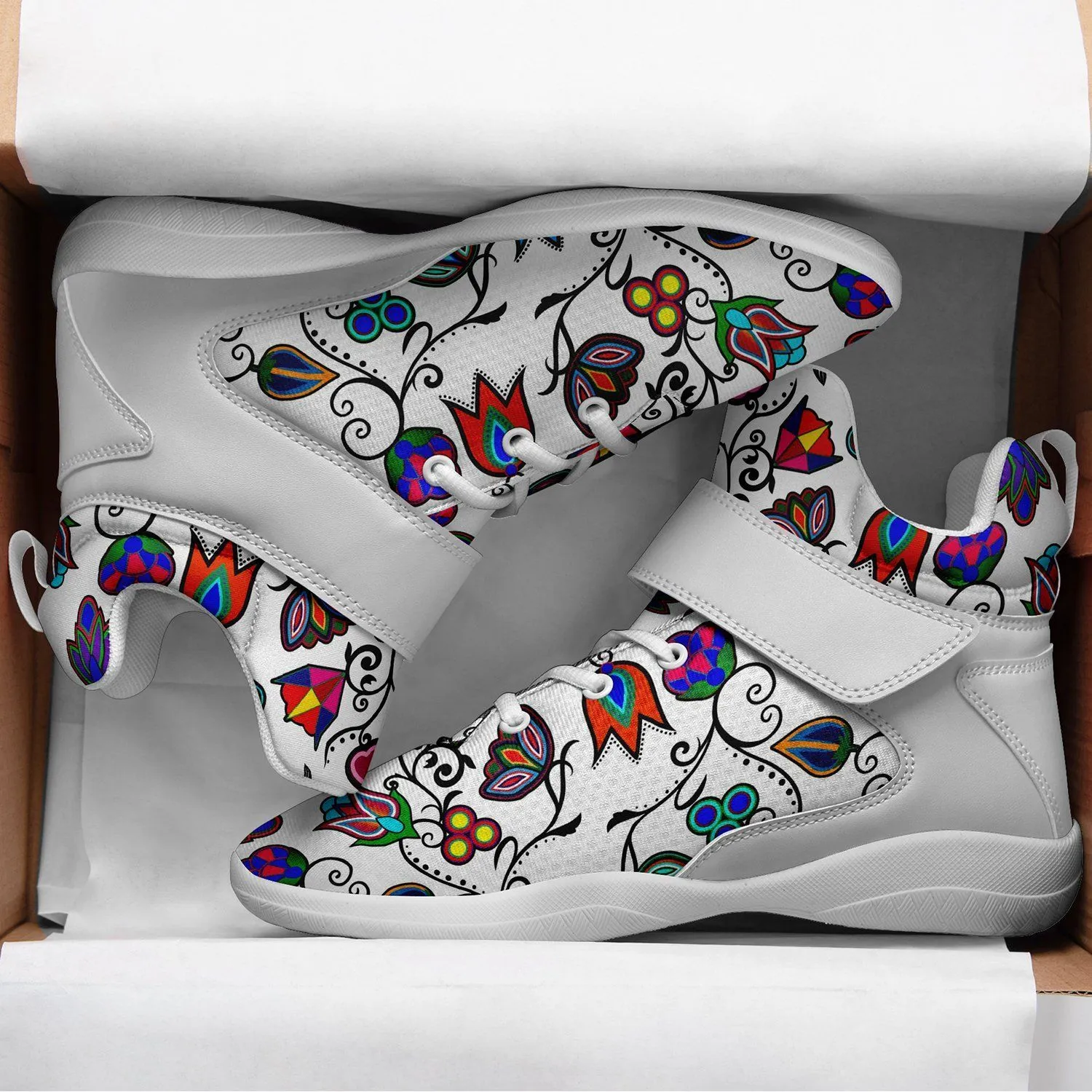 Indigenous Paisley White Ipottaa Basketball / Sport High Top Shoes - White Sole