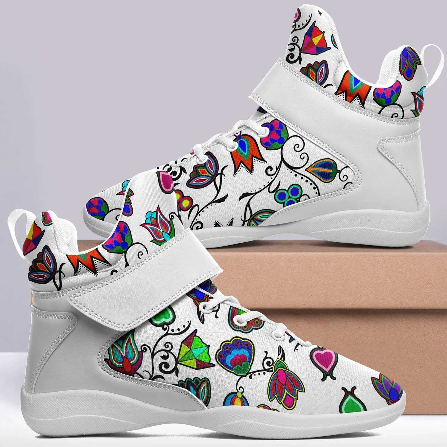 Indigenous Paisley White Ipottaa Basketball / Sport High Top Shoes - White Sole