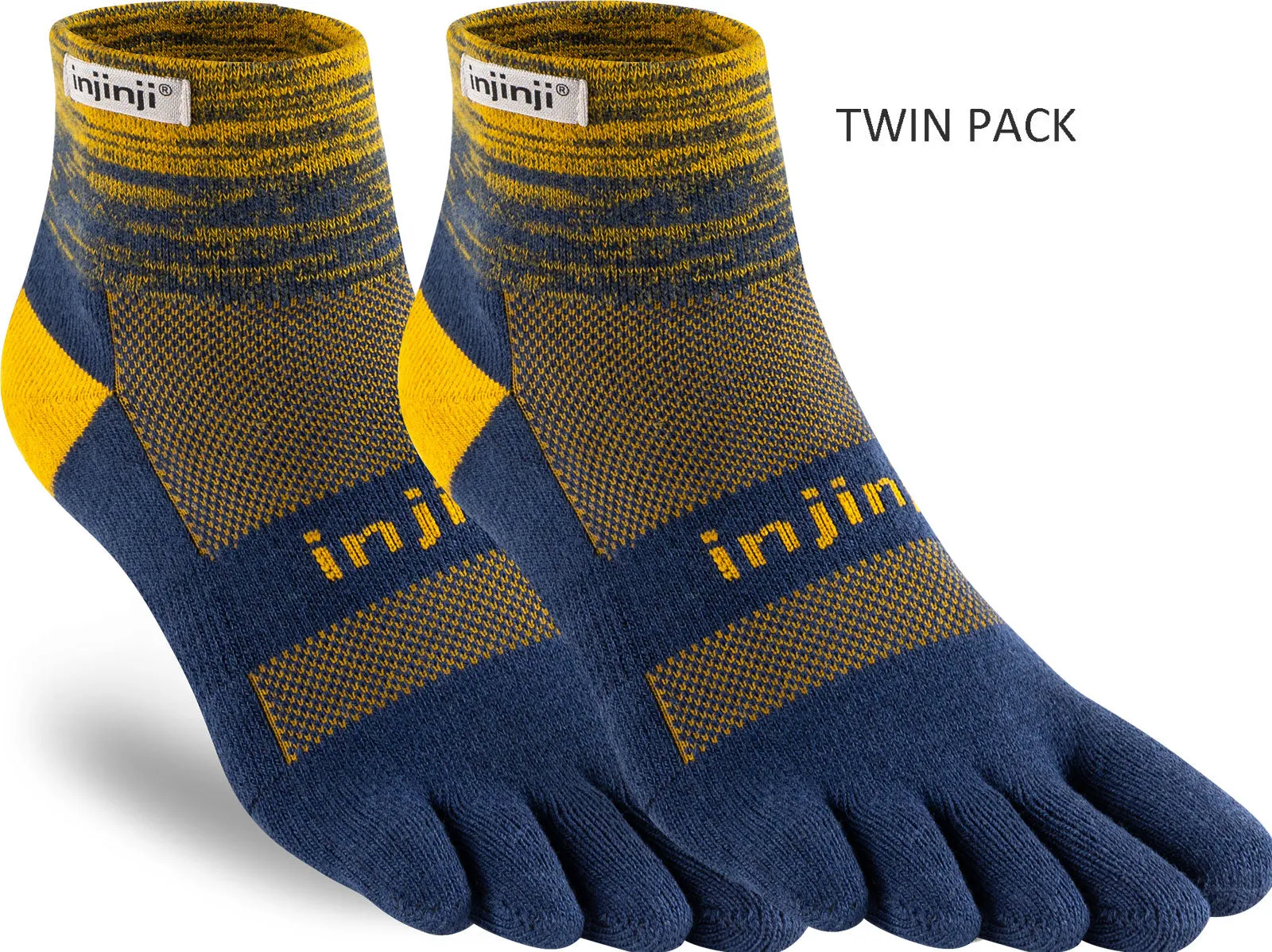 Injinji Men's Mid-Weight Trail Run Mini Crew Toe Socks TWIN PACK (INJ-TR-TWIN)