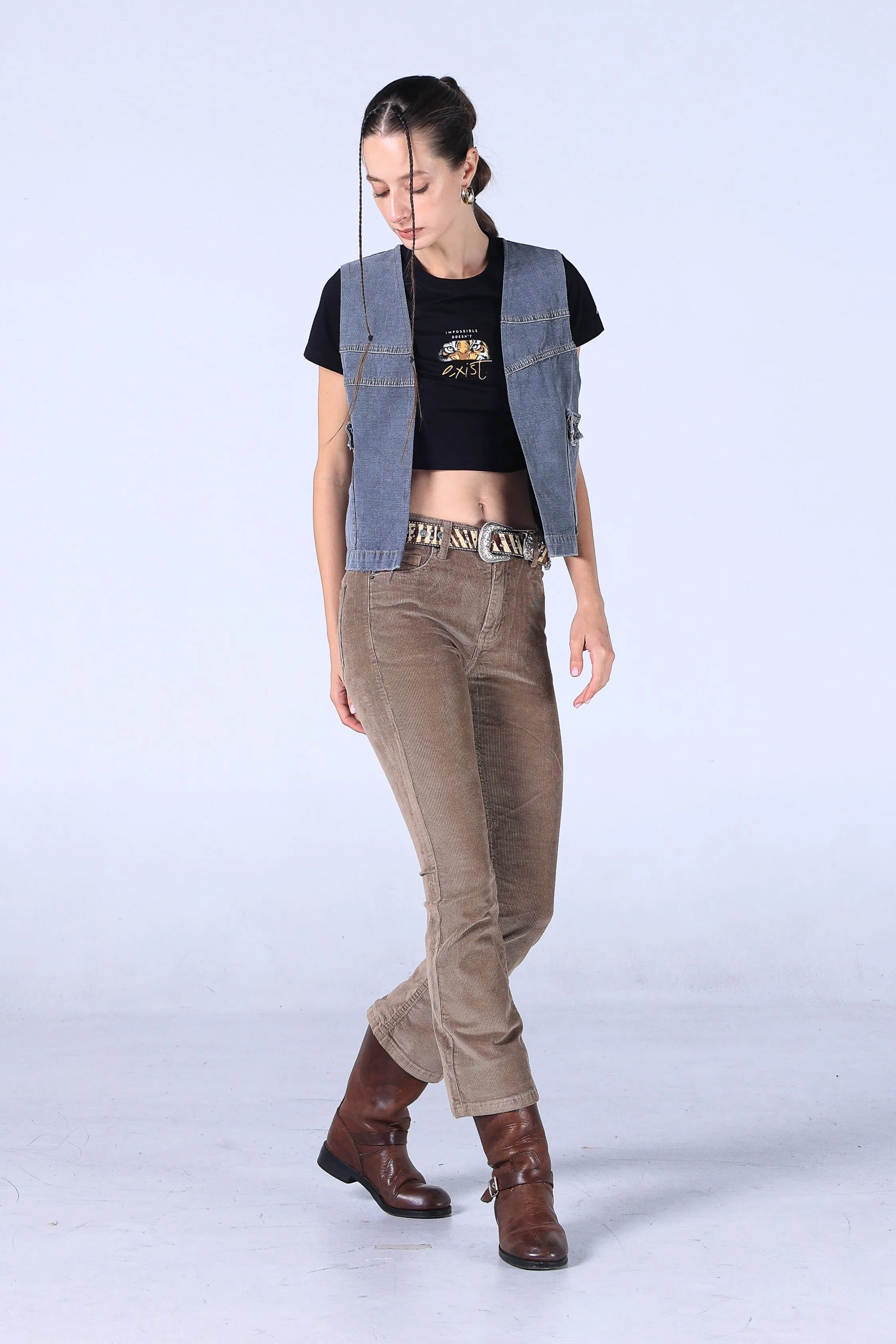 Jack Russel - Women Corduroy - Klassik JF-BT2/KK Boot Cut Khaki Mid Waisted