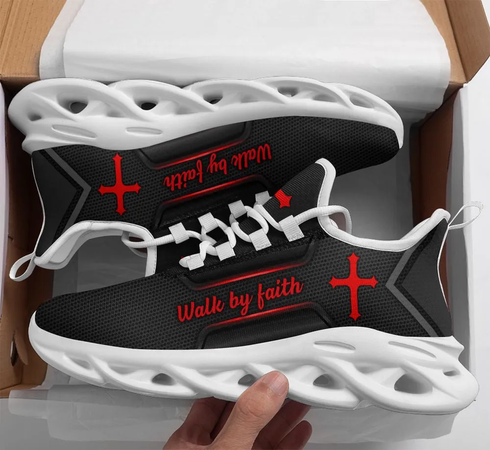 Jesus Black Walk By Faith Running Sneakers 3 Max Soul Shoes - Christian Shoes For Men And Women