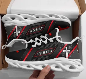 Jesus Running Sneakers Red Black Max Soul Shoes - Christian Shoes For Men And Women