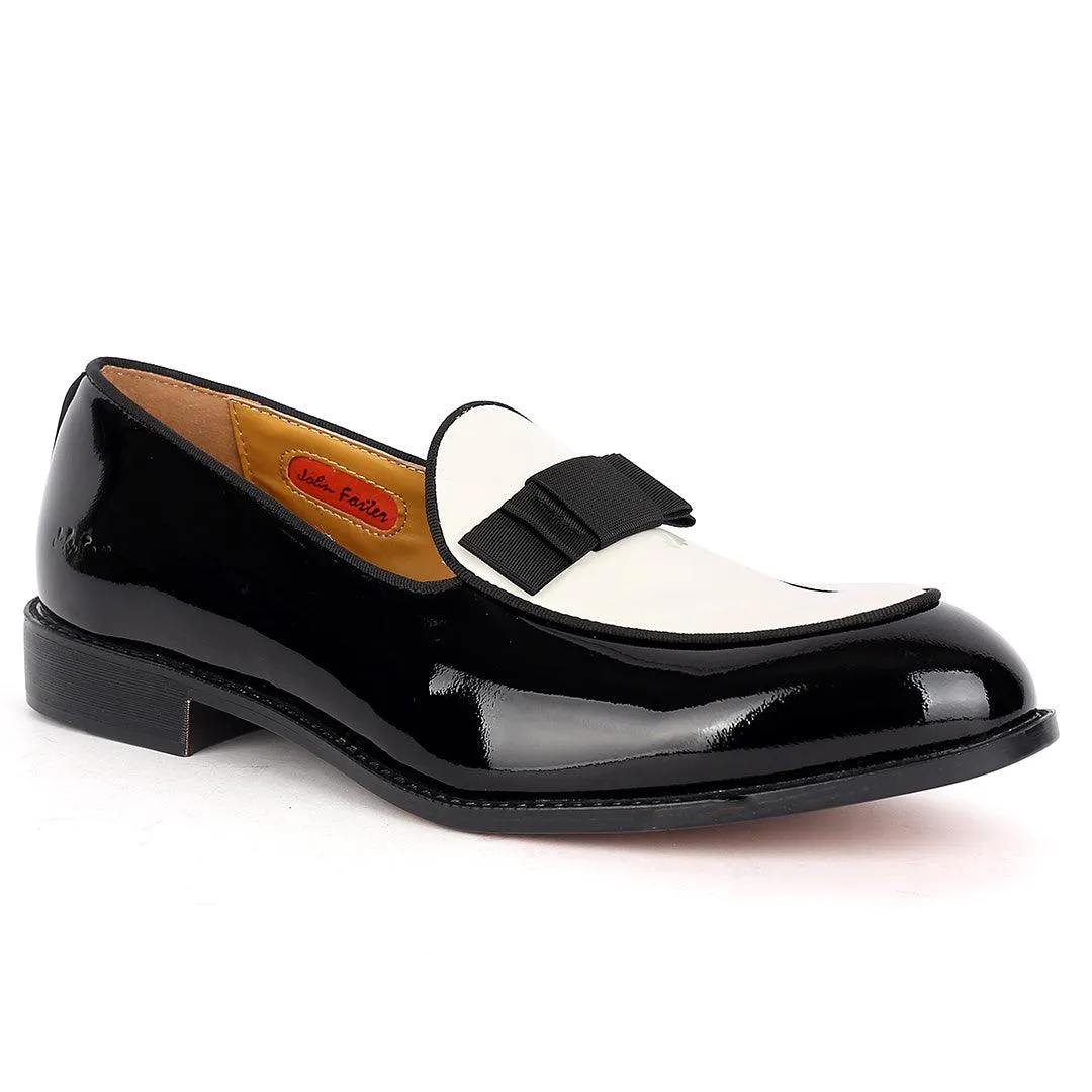 John Foster Classy Glossy Black And White Leather Shoe