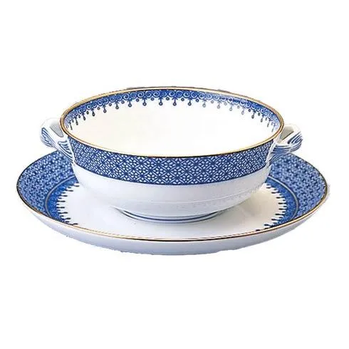 Lace - Blue Cream Soup & Saucer