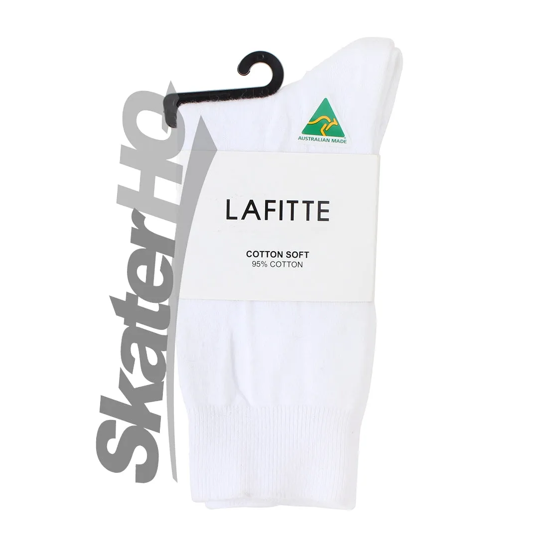 Lafitte Cotton Crew Socks - White - 2-8US