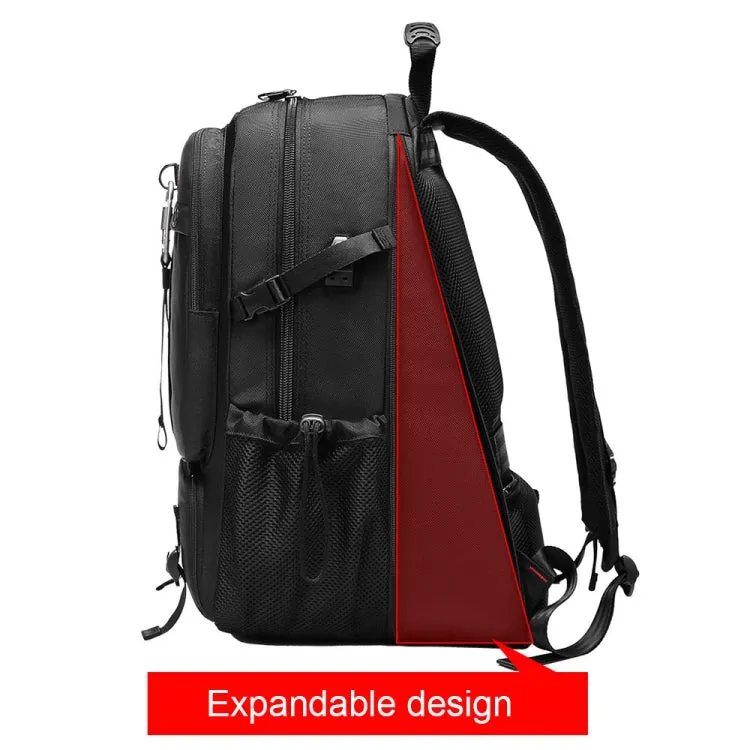 Large-capacity Expandable Shoe Compartment Backpack Camping Travel Bag with USB Port, Size: 50L(Black)