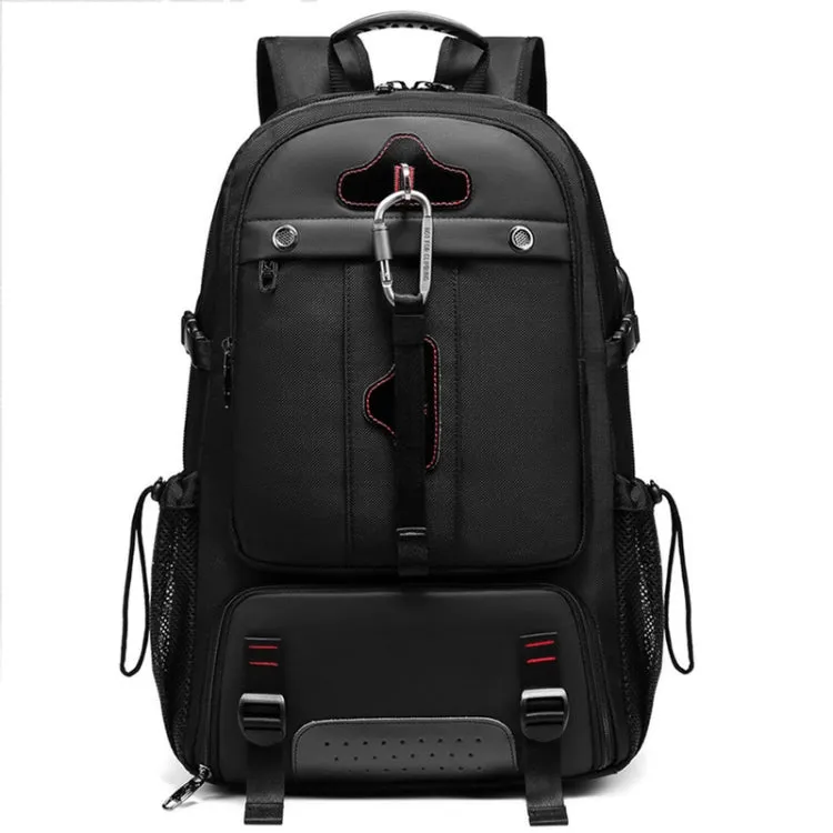 Large-capacity Expandable Shoe Compartment Backpack Camping Travel Bag with USB Port, Size: 50L(Black)