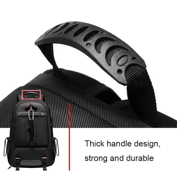 Large-capacity Expandable Shoe Compartment Backpack Camping Travel Bag with USB Port, Size: 50L(Black)