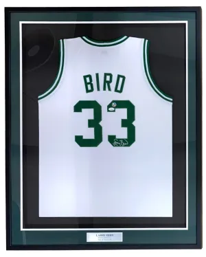 Larry Bird Boston Signed Framed White Basketball Jersey Bird JSA ITP