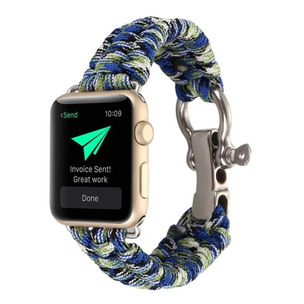 le Watch Series 4 44mm braided rope watch strap - Blue / Green