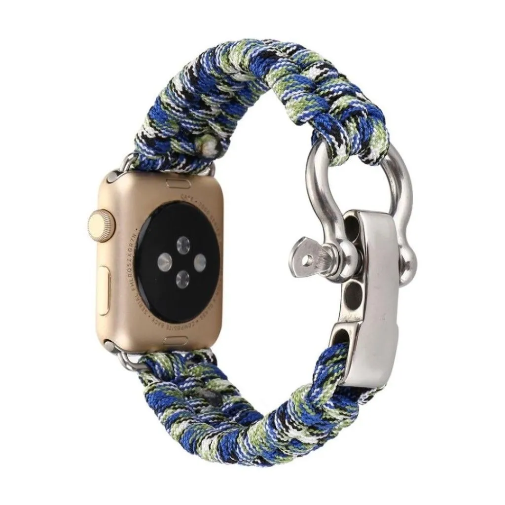 le Watch Series 4 44mm braided rope watch strap - Blue / Green