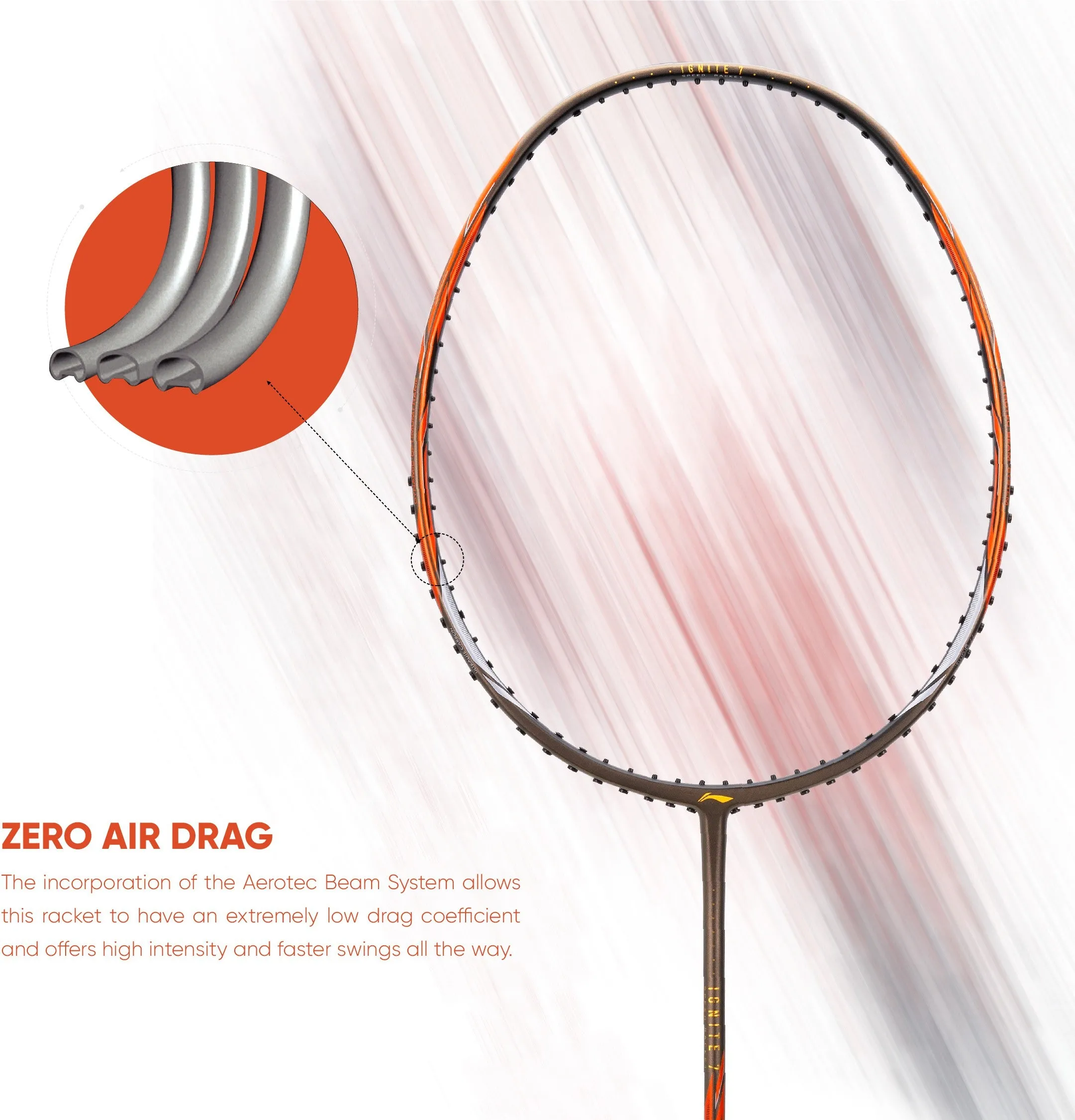 Li-Ning Ignite 7 Unstrung Badminton Racquet (Grey / Orange)