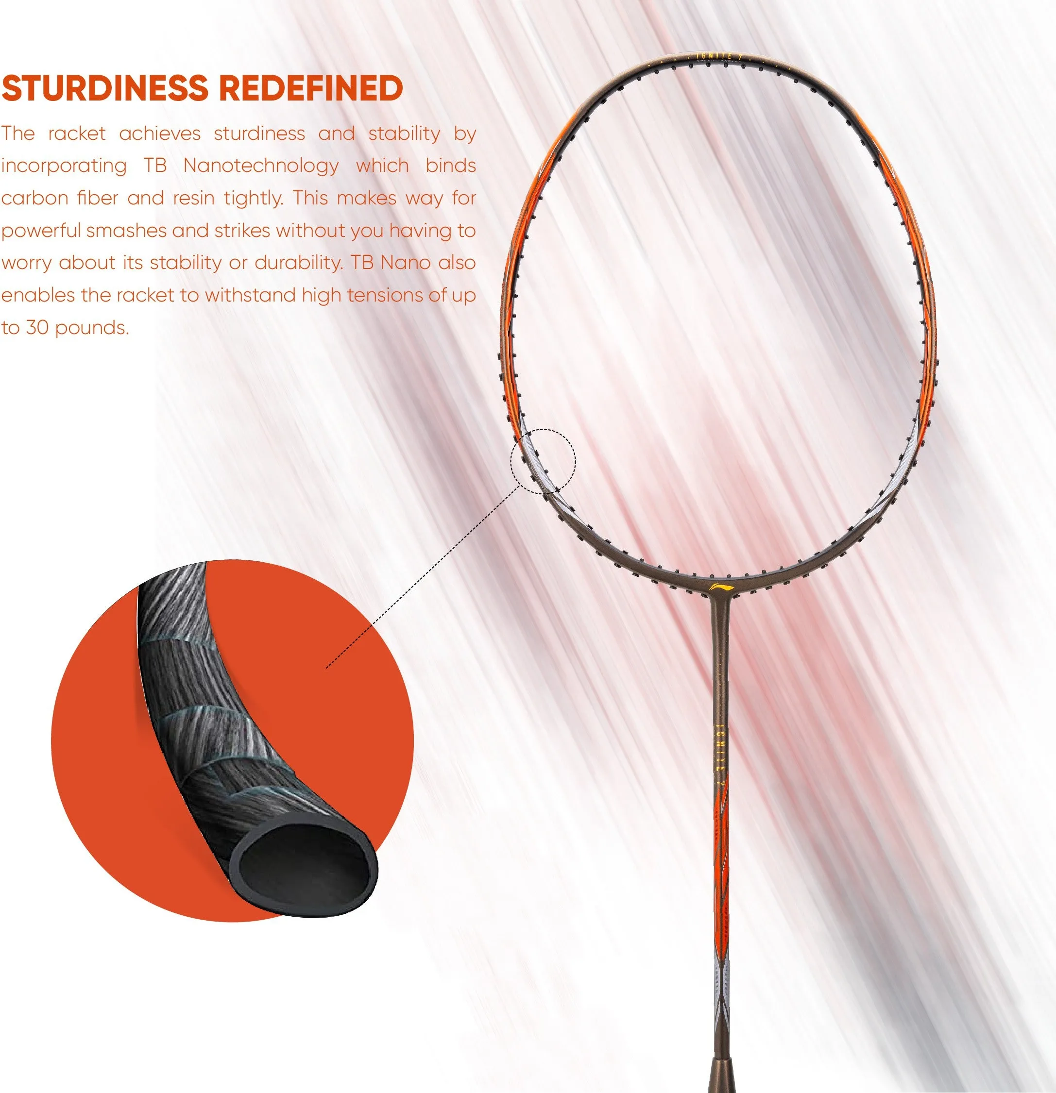 Li-Ning Ignite 7 Unstrung Badminton Racquet (Grey / Orange)