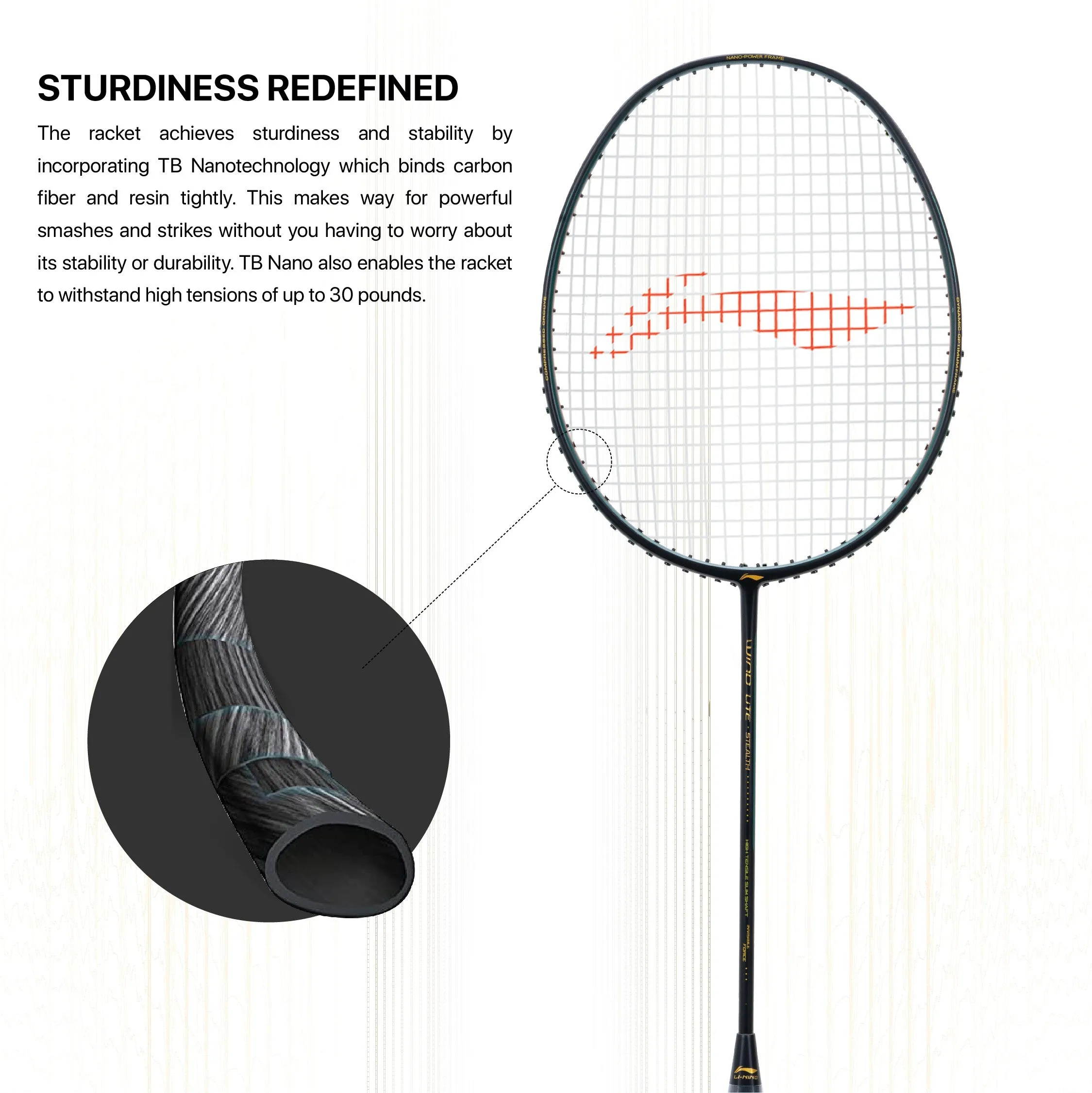 Li-Ning Wind Lite Stealth Strung Badminton Racquet (Black / Green / Gold)