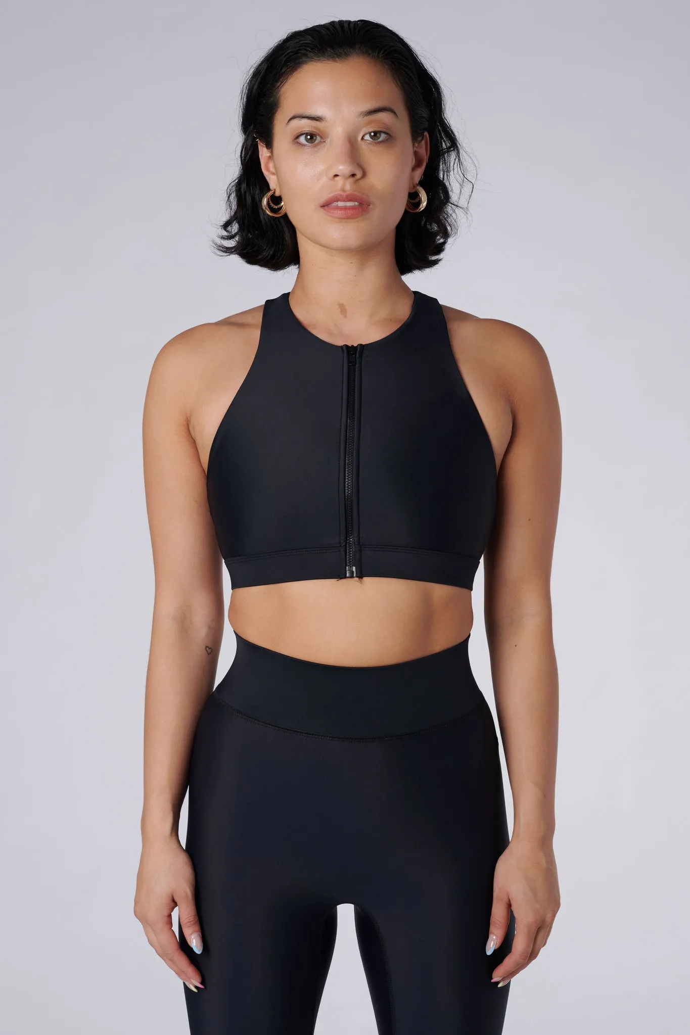 Liv Front Zip Sports Bra | Recycled Nylon | Black