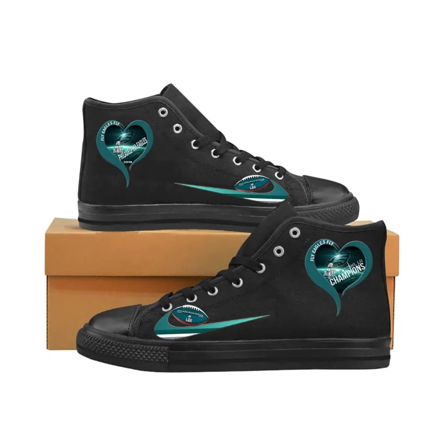 Love Philadelphia Eagles High Top Canvas Shoes Mens Womens kids