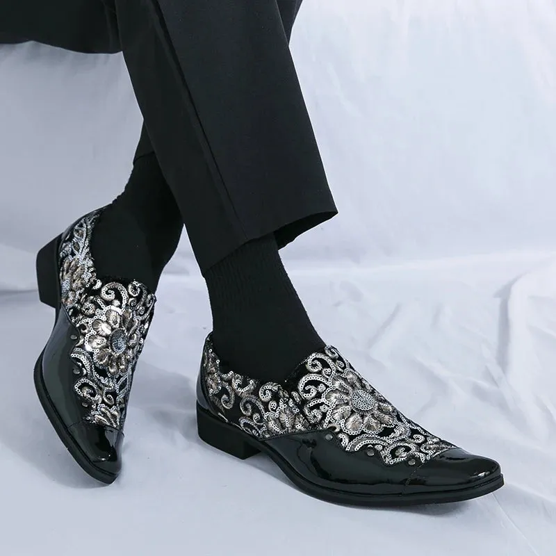 Luxury Sequin Embroidery Leather Loafers