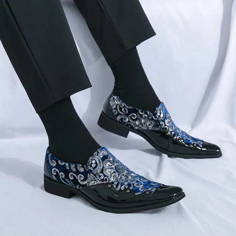 Luxury Sequin Embroidery Leather Loafers