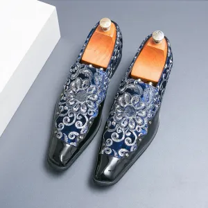 Luxury Sequin Embroidery Leather Loafers